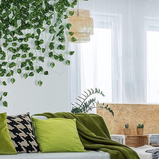 Unyqoos® Set van drie realistische hangende kunstplanten voor interieur en tuin