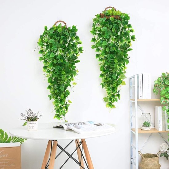 Unyqoos® Set van drie realistische hangende kunstplanten voor interieur en tuin