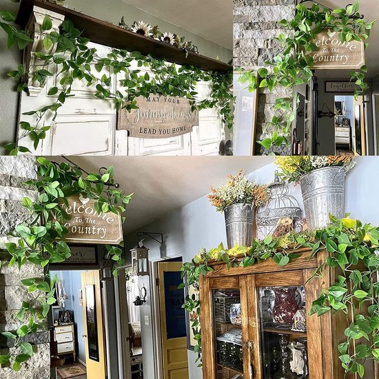 Unyqoos® Set van drie realistische hangende kunstplanten voor interieur en tuin