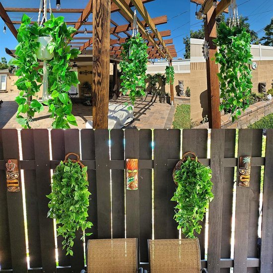 Unyqoos® Set van drie realistische hangende kunstplanten voor interieur en tuin