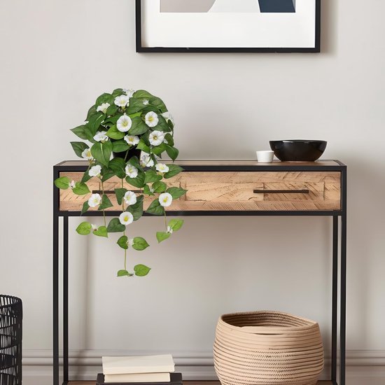 Unyqoos® Realistische kunsthangplant met bloemen voor interieurdecoratie van 65 cm, fuchsia, 65cm