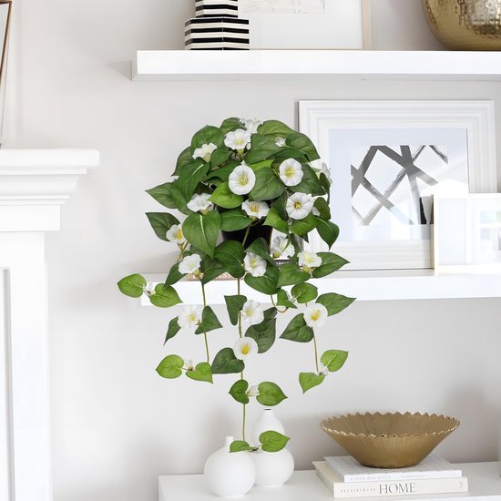 Unyqoos® Realistische kunsthangplant met bloemen voor interieurdecoratie van 65 cm, fuchsia, 65cm