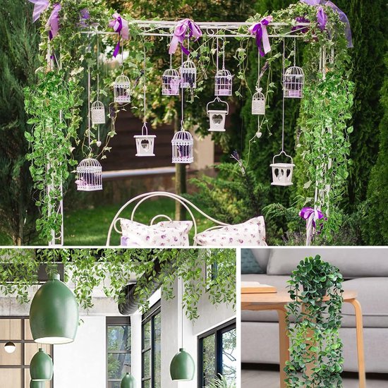 Unyqoos® Set van drie levensechte hangende kunstplanten voor binnen en buiten decoratie