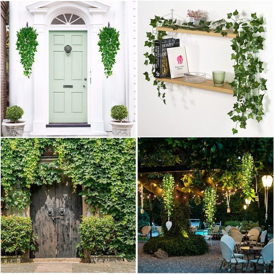 Unyqoos® Set van drie levensechte hangende kunstplanten voor binnen en buiten decoratie
