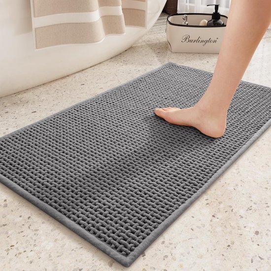Unyqoos® Grijze Chenille Badmat 40 x 60 cm met Antislip en Sneldrogend Eigenschappen