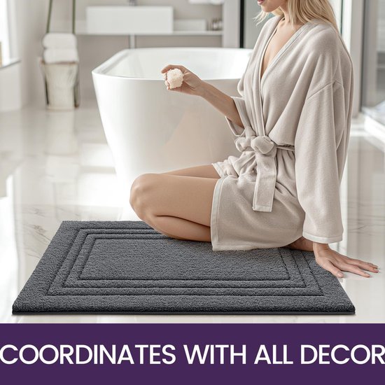 Unyqoos® Zachte en Antislip Badmat voor Badkamer en Douche, 40 x 60 cm, Donkergrijs