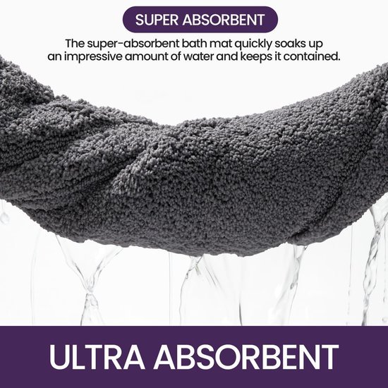 Unyqoos® Zachte en Antislip Badmat voor Badkamer en Douche, 40 x 60 cm, Donkergrijs