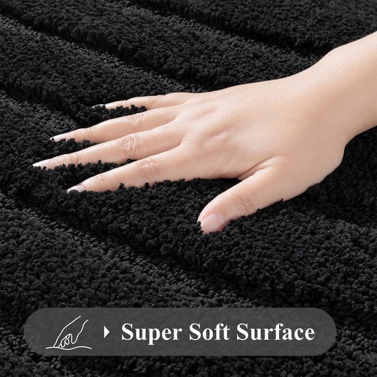 Unyqoos® Zwarte waterabsorberende badmat met antislip voor badkamercomfort