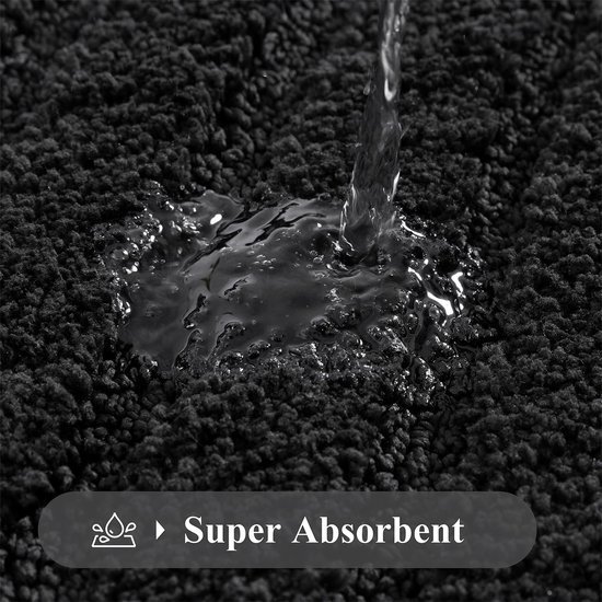 Unyqoos® Zwarte waterabsorberende badmat met antislip voor badkamercomfort