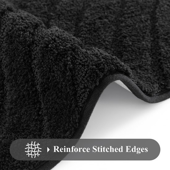Unyqoos® Zwarte waterabsorberende badmat met antislip voor badkamercomfort