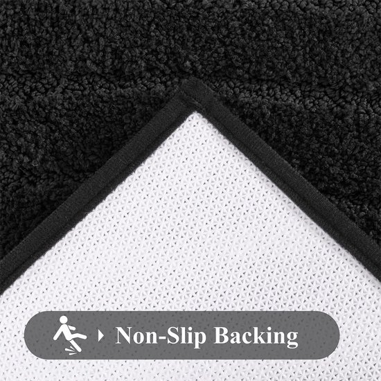 Unyqoos® Zwarte waterabsorberende badmat met antislip voor badkamercomfort