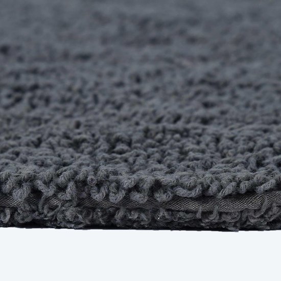Unyqoos® Grijze halfronde badmat van katoen met omkeerbaar design voor comfort