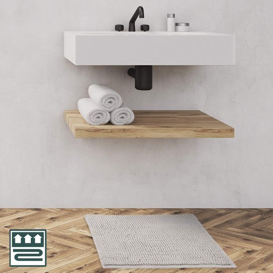 Unyqoos® Grijze antislip badmat van chenille 50x50 cm voor veilige badkamer