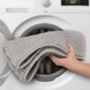 Unyqoos® Grijze antislip badmat van chenille 50x50 cm voor veilige badkamer