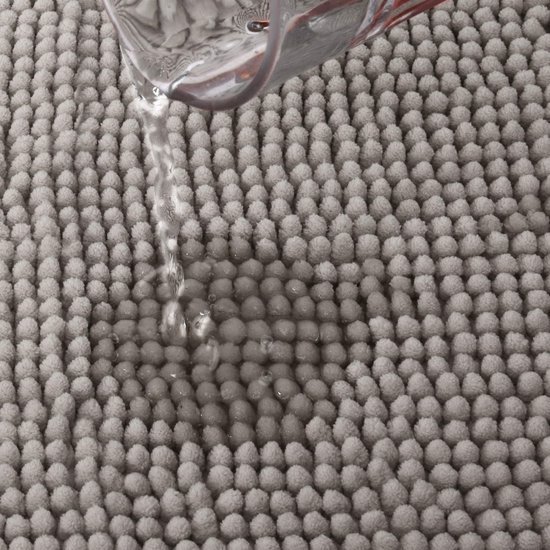 Unyqoos® Grijze antislip badmat van chenille 50x50 cm voor veilige badkamer
