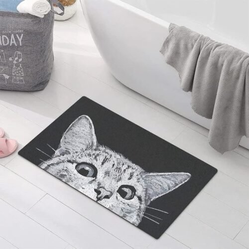 Unyqoos® Zachte Antislip Badmat met Grappige Kattenprint voor Veiligheid en Comfort in de Badkamer