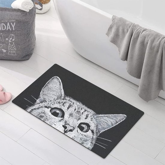 Unyqoos® Zachte Antislip Badmat met Grappige Kattenprint voor Veiligheid en Comfort in de Badkamer