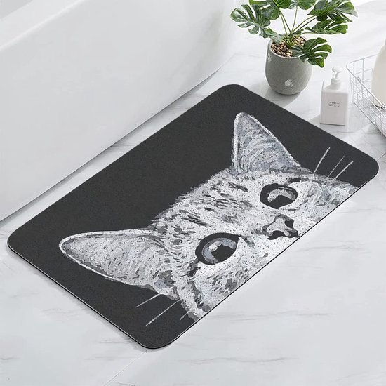 Unyqoos® Zachte Antislip Badmat met Grappige Kattenprint voor Veiligheid en Comfort in de Badkamer