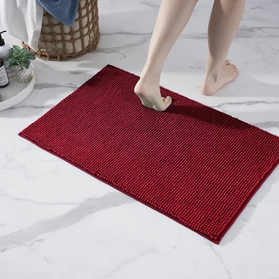 Unyqoos® Zachte Antislip Badmat, Combineerbaar als Badkamertapijt en Douchemat in Stijlvol Rood