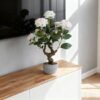 Unyqoos® Realistische decoratieve camellia plant in stenen pot voor huis en kantoor