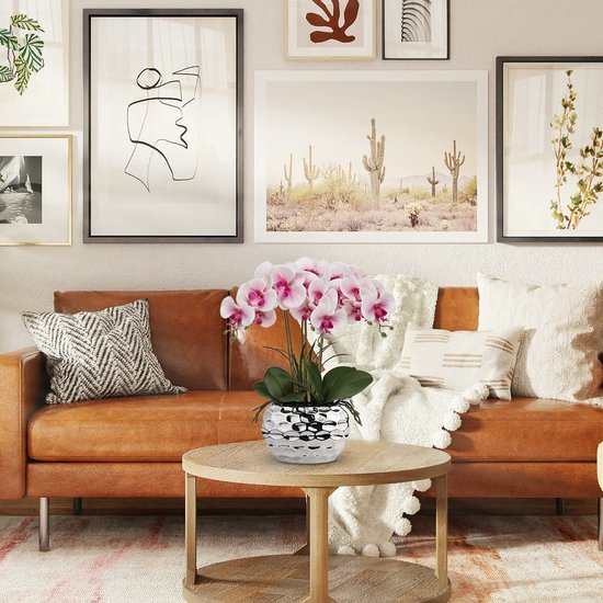 Unyqoos® Realistische orchidee kunstplant in keramische pot voor huisdecoratie