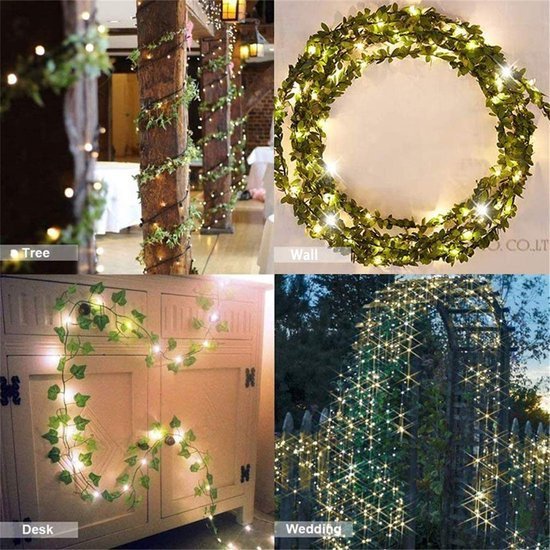 Unyqoos® Kunstmatige Klimop Slinger met LED Verlichting voor Feestelijke Decoraties, 25 Meter Lengte