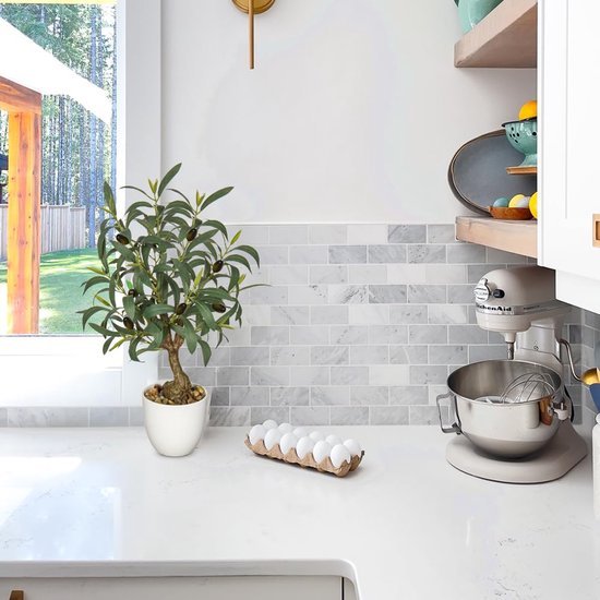 Unyqoos® Kunstmatige Olijfboom voor Binnen- en Buitendecoratie, 45 cm Hoog, Inclusief Pot en Realistische Olijven