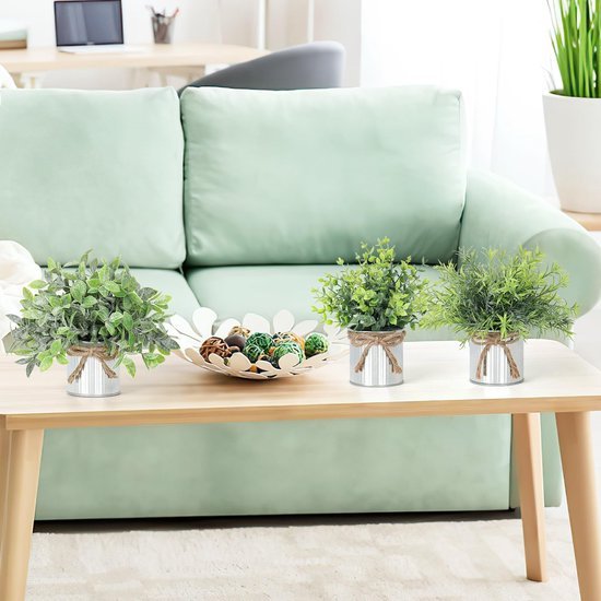 Unyqoos® Set van Drie Realistische Kunstplanten in Metalen Pot voor Binnen en Buiten, groente, 20 cm , 3 stuks
