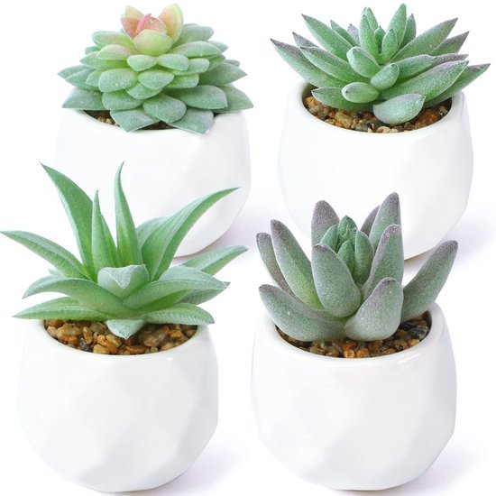 550x550-21760.jpg Unyqoos® Set van Vier Kleine Kunstplanten in Keramische Pot voor Diverse Ruimtes, groente, 10 cm , 4 stuks