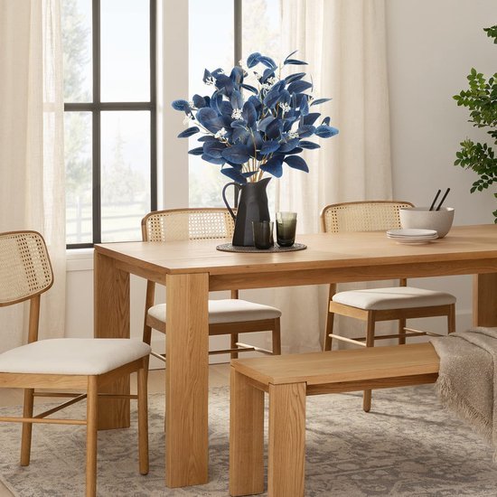 Unyqoos® Set van 12 Blauwe Eucalyptus Kunsttakken voor Stijlvolle Binnenhuisdecoratie, blauw, 50 cm