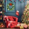 Unyqoos® Sfeervolle Kerstkrans met Rendieren voor Deur en Raamdecoratie Binnen en Buiten