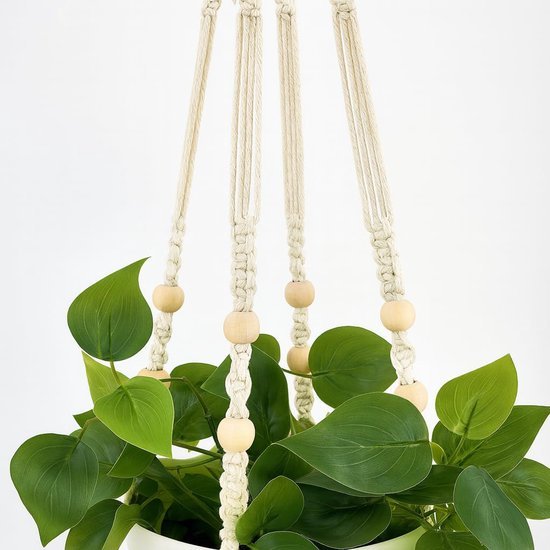 Unyqoos® Decoratieve kunstklimop in keramische pot met handgemaakte macraméhanger