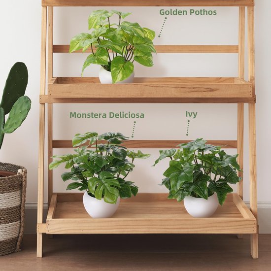 Unyqoos® Set van drie realistische kunstplanten voor elk interieur in potten