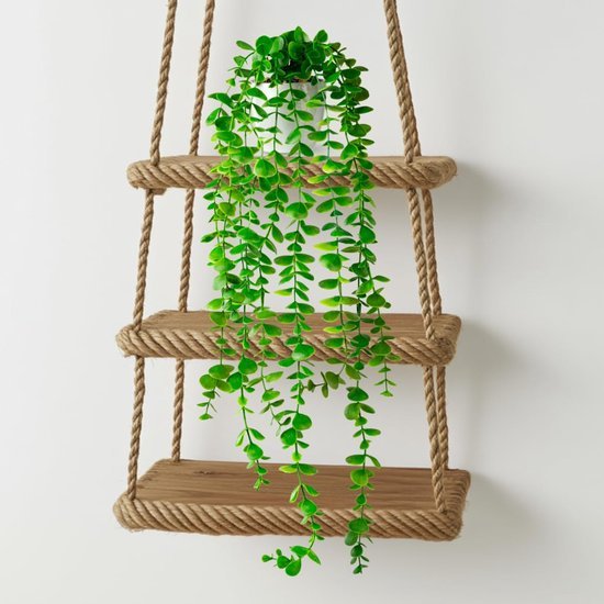 Unyqoos® Stijlvolle kunstmatige hangplant eucalyptus in elegante keramische pot, groente, 60cm