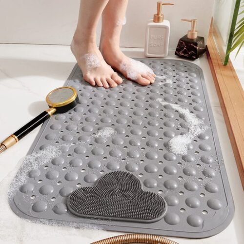 Unyqoos® Grijze antislip douchemat met massagekussen en afvoergaten voor veilig douchen