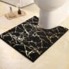 Unyqoos® Zwarte en Goudkleurige Luxe Badkamer Antislip Mat met Uitsparing, Zachte Microvezel, 50 x 50 cm