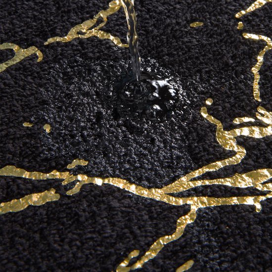 Unyqoos® Zwarte en Goudkleurige Luxe Badkamer Antislip Mat met Uitsparing, Zachte Microvezel, 50 x 50 cm