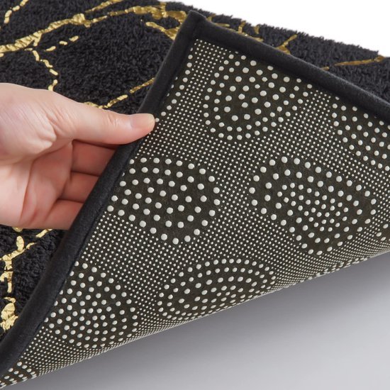 Unyqoos® Zwarte en Goudkleurige Luxe Badkamer Antislip Mat met Uitsparing, Zachte Microvezel, 50 x 50 cm