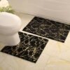 Unyqoos® Zwarte en Goudkleurige Luxe Badkamer Antislip Mat met Uitsparing, Zachte Microvezel, 50 x 50 cm