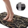Unyqoos® Zwarte en Goudkleurige Luxe Badkamer Antislip Mat met Uitsparing, Zachte Microvezel, 50 x 50 cm