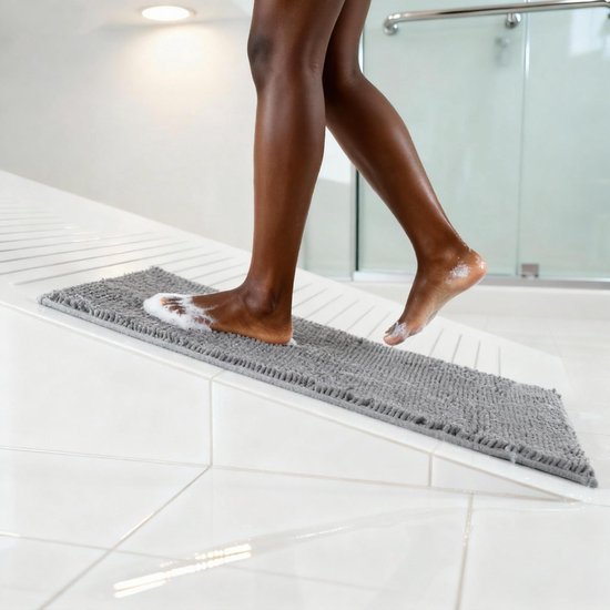 Unyqoos® Grijze absorberende badmat 40x60 cm met antislip en sneldrogend chenille 40 x 60 cm