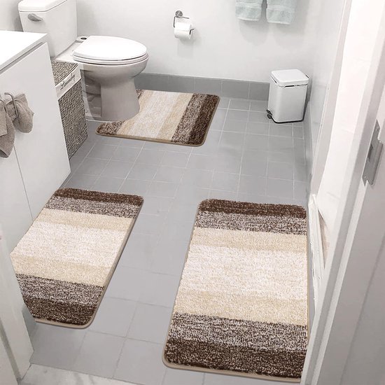 550x550-21964.jpg Unyqoos® Zachte en Luxe 3-delige Badmatset met Antislip en Ultra Absorptievermogen voor Badkamer