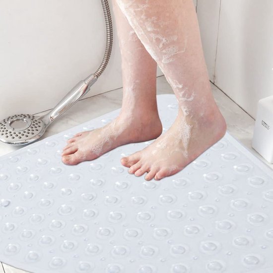 Unyqoos® Transparante antislip badkamerhoekmat met massage-effect en drainagegaten