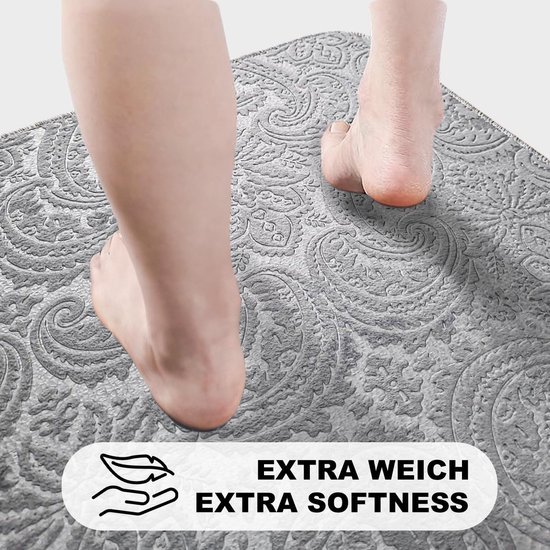 Unyqoos® 3-delige badkamerset met jacquardpatroon en ultrasoft materiaal in grijze kleur