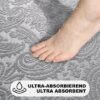 Unyqoos® 3-delige badkamerset met jacquardpatroon en ultrasoft materiaal in grijze kleur