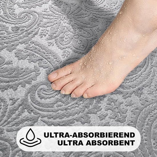 Unyqoos® 3-delige badkamerset met jacquardpatroon en ultrasoft materiaal in grijze kleur