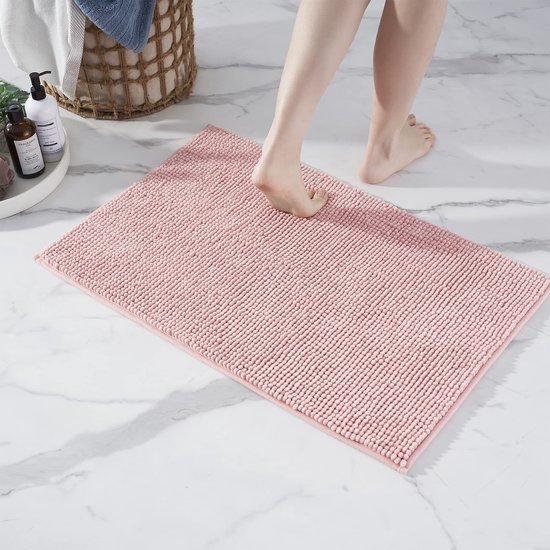Unyqoos® Zachte Chenille Antislip Badmat voor Badkamer en Douche, Roze, 50 x 80 cm