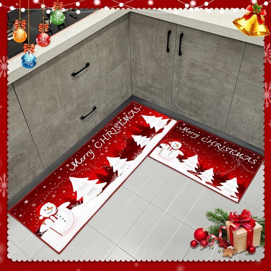 550x550-22027.jpg Unyqoos® Set van twee kerstthema keukenmatten met antislip en absorberende eigenschappen