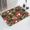 Unyqoos® Absorberende en Sneldrogende Antislip Badkamermat met Grappige Rode Paddenstoelen Motief, 42 x 60 cm