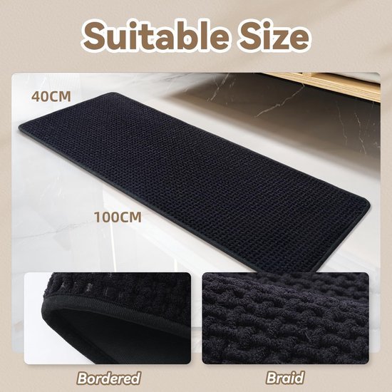 Unyqoos® Zachte en absorberende zwarte badmat met antislip en wasbare eigenschappen